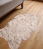 2' x 3' Taupe Faux Sheepskin Machine Tufted Non Skid Area Rug