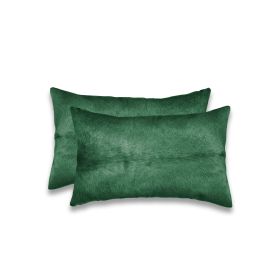 12 X 20 Green Cowhide Throw Pillow