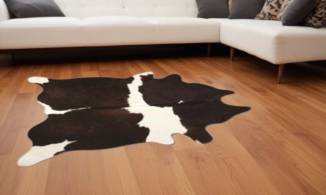 60" X 84" Chocolate And White Cowhide - Area Rug