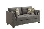 58" Light Gray And Dark Brown Polyester Blend Loveseat and Toss Pillows