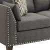 58" Light Gray And Dark Brown Polyester Blend Loveseat and Toss Pillows