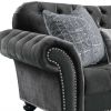 79" Gray And Black Velvet Loveseat and Toss Pillows