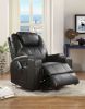 34" X 37" X 41" Black Bonded Leather Match Swivel Rocker Recliner With Massage