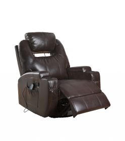 34" Brown Faux Leather Heated Massge Home Theater Recliner