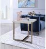 24" Brass And White Faux Marble End Table