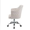 Champagne Fabric Seat Swivel Adjustable Task Chair Fabric Back Steel Frame