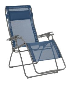 30" Blue and Gray Steel Indoor Outdoor Zero Gravity Chair