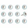 Floral White And Sky Blue Set Of 12 Knobs