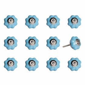 1.5" X 1.5" X 1.5" Light Blue And Silver  Knobs 12 Pack