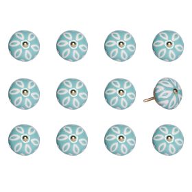 1.5" X 1.5" X 1.5" Turquoise White And Gold  Knobs 12 Pack