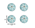 1.5" X 1.5" X 1.5" Turquoise White And Gold  Knobs 12 Pack