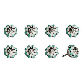 1.5" X 1.5" X 1.5" Hues Of White Green And Black  Knobs 8 Pack