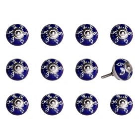 1.5" X 1.5" X 1.5" Navy White And Silver  Knobs 12 Pack