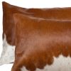 Set of Two 12" X 20" Brown and White Cowhide Throw Pillow