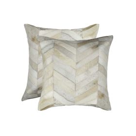 18" X 18" X 5" Natural Cowhide  Pillow 2 Pack