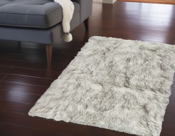 24" X 36"  Gradient Grey Faux Fur Rectangular Area Rug