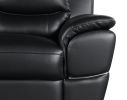 69" Black And Silver Faux Leather Love Seat