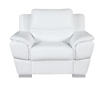 Three Piece Indoor White Genuine Leather Six Person Seating Set