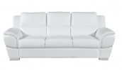 85" White And Silver Leather Sofa