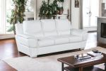 85" White And Silver Leather Sofa