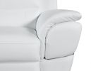 48" White and Silver Leather Match Arm Chair