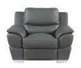 48" Gray and Silver Leather Match Arm Chair