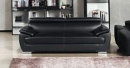 86" Black And Silver Leather Sofa