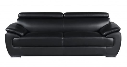 86" Black And Silver Leather Sofa