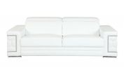 89" White And Silver Italian Leather Sofa