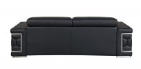 89" Black And Silver Italian Leather Sofa