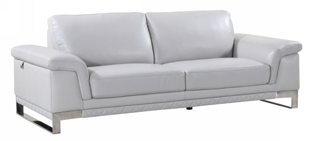 90" Gray And Silver Italian Leather Sofa