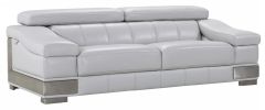 92" Gray And Silver Italian Leather Sofa