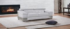 92" Gray And Silver Italian Leather Sofa