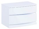 17" White Two Drawers Manufactured Wood Mirrored Nightstand