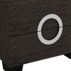 18" Dark Brown Two Drawers Manufactured Wood Mirrored Nightstand