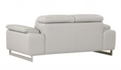 71" Light Gray And Silver Genuine Leather Love Seat