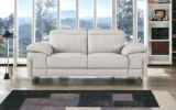 71" Light Gray And Silver Genuine Leather Love Seat