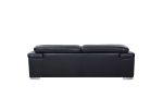 92" Black And Silver Italian Leather Sofa