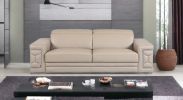 89" Beige And Silver Italian Leather Sofa