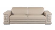 89" Beige And Silver Italian Leather Sofa