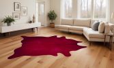 72" X 84" Burgundy Cowhide  Rug