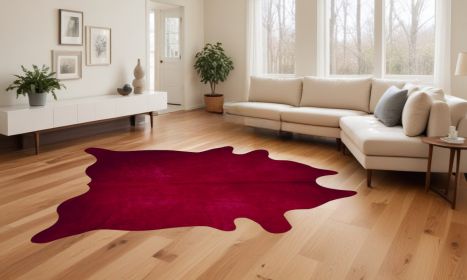 72" X 84" Burgundy Cowhide  Rug