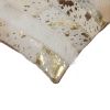 12" X 20" Natural & Gold Cowhide Throw Pillow