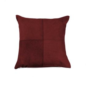 18" Wine Cowhide Throw Pillow