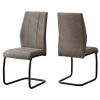 Set of Two Taupe And Black Upholstered Polyester Slat Back Dining Side Chairs