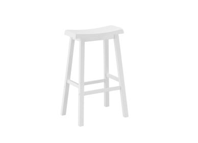 Set of Two 29 " White Solid Wood Backless Bar Chairs