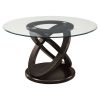 48" Clear And Espresso Rounded Glass Pedestal Base Dining Table