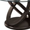 48" Clear And Espresso Rounded Glass Pedestal Base Dining Table