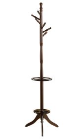 17" X 17" X 71" Cherry Wood Coat Rack With  Umbrella Holder