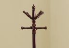 Cherry Solid Wood Finish Coat Rack With Triple Tiered Coat Stand